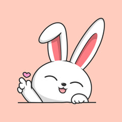 Rabbit Hiding in the Ground - Cute Bunny Hide Vector Cartoon