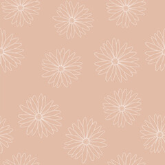 Seamless illustration with a chamomile. Floral background. Perfect for wallpaper, gift paper, template filling, web page background, greeting cards. Vector illustration.