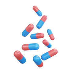 White and red capsules isolated on transparent background. 3d render. PNG. Tablets, medicine concept. 3D rendering, for web, ui, ux. Pills. Health
