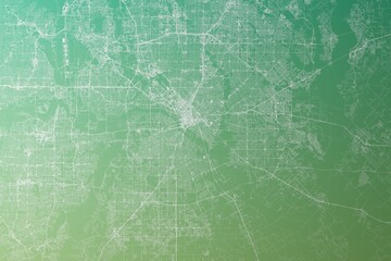 Map of the streets of Dallas (Texas, USA) made with white lines on yellowish green gradient background. Top view. 3d render, illustration