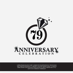 79th year anniversary celebration logo with black color wedding ring vector abstract design 