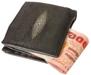 Banknote in Stingray skin wallet.