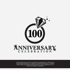 100th year anniversary celebration logo with black color wedding ring vector abstract design 