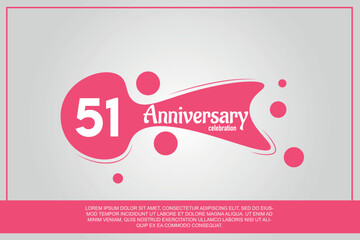 51st year anniversary celebration logo with pink color design with pink color bubbles on gray background vector abstract illustration 