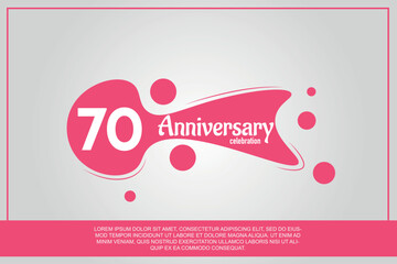 70th year anniversary celebration logo with pink color design with pink color bubbles on gray background vector abstract illustration 