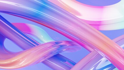 Abstract fluid iridescent holographic neon curved wave in motion colorful background 3d render. Gradient backgrounds, banners, wallpapers, posters and covers