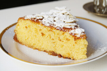 Delicious almond sponge cake.