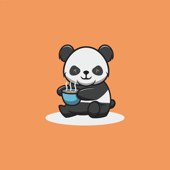Cute panda with chocolate. Love illustration of a cute animal giving hot chocolate as a Valentine's Day gift. Isolated design, cartoon, vector illustration.
