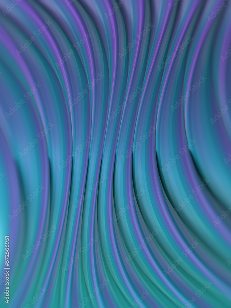 Poster Abstract wavy background of twisted neon colored geometric shapes. 3d rendering digital illustration
