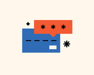 Obraz premium Geometric safe money illustration. Vector credit card icon in flat design art.
