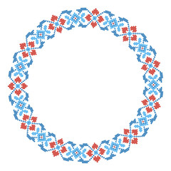 Round frame cross-stitch motifs folk embroidery
