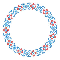 Round frame cross-stitch motifs folk embroidery