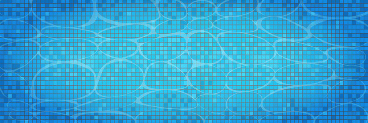 Obraz premium Swimming pool caustics ripple background. Blue swimming pool for backdrop, banner, wallpaper, surface pattern, cover and banner. Swimming pool bottom background. Summer concept, vector illustration