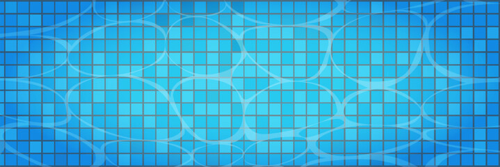Fototapeta premium Swimming pool caustics ripple background. Blue swimming pool for backdrop, banner, wallpaper, surface pattern, cover and banner. Swimming pool bottom background. Summer concept, vector illustration