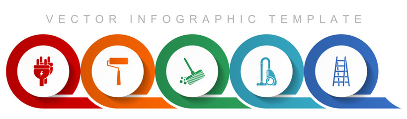 House services icon set, miscellaneous icons such as plug, paint roller, broom, vacuum cleaner and ladder for webdesign and mobile applications, flat design infographic vector template in eps 10