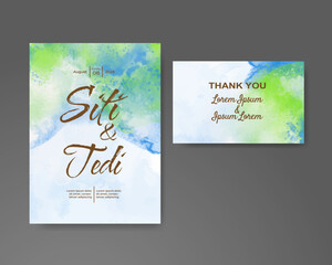 Wedding invitation with abstract watercolor background