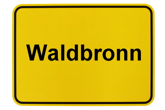 Illustration eines Ortsschildes der Gemeinde Waldbronn in Baden-W&uuml;rttemberg