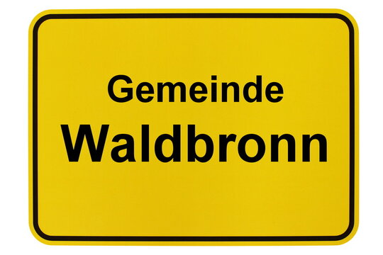Illustration eines Ortsschildes der Gemeinde Waldbronn in Baden-W&uuml;rttemberg