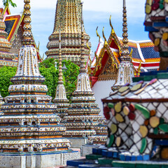 pagoda old is located in Wat pho, a famous temple with unique Thai architecture. A beautiful and...