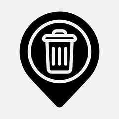 Trash location icon in solid style, use for website mobile app presentation