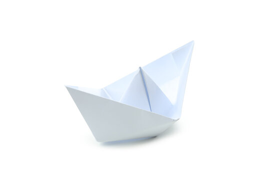 One paper boat isolated on white background