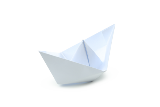 One paper boat isolated on white background