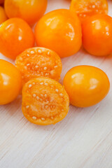 cape gooseberries close-up on light wood