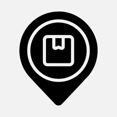 Package location icon in solid style, use for website mobile app presentation