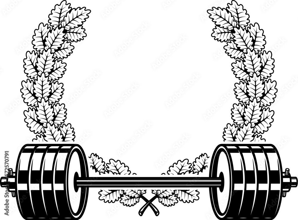 Canvas Prints Emblem template with barbell and wreath. Design element for logo, sign, emblem. Vector illustration - Canvas Prints
