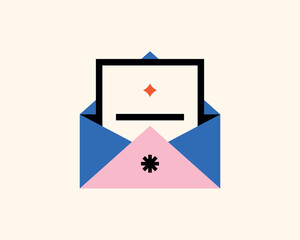 Geometric email illustration. Vector message icon in flat design art.
