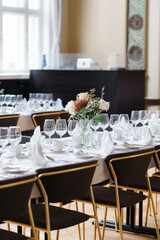 table setting in luxury restaurant