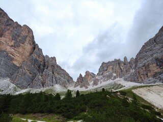 landscape on mountain with peaks