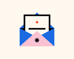 Geometric email illustration. Vector message icon in flat design art.

