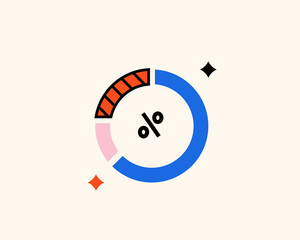 Geometric chart illustration. Vector stats icon in flat design art.
