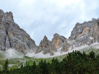 landscape on mountain with peaks