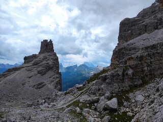 landscape on mountain with peaks