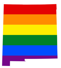 LGBT flag map of the New Mexico. PNG rainbow map of the New Mexico in colors of LGBT (lesbian, gay, bisexual, and transgender) pride flag.