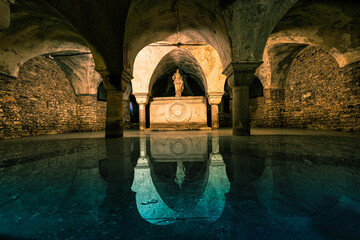 The always flooded crypt of San Zaccaria church in Venice, Italy
