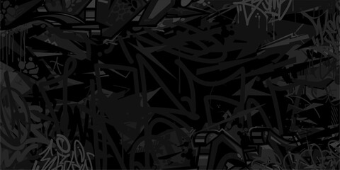 Dark Black Abstract Flat Urban Street Art Graffiti Style Vector Illustration Template Background