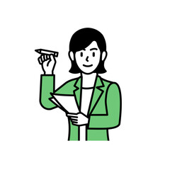 Cartoon Illustration of Teacher Giving a Lecture or Business Woman Cartoon Illustration about Information, Knowledge and Education