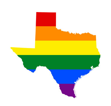 LGBT flag map of the Texas. PNG rainbow map of the Texas in colors of LGBT (lesbian, gay, bisexual, and transgender) pride flag.