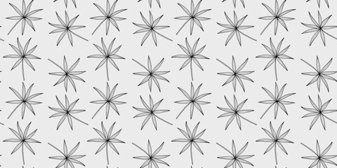 Minimalistic vector tropical pattern with palm leaves in black and white style for textiles, wrapping paper, covers, decor