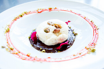 Sicilian artisanal vanilla flavored ice cream in Italy.
