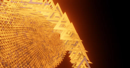 Render with a tube of yellow glowing triangles