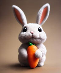 Obraz premium white rabbit with a big carrot created with Generative AI technology