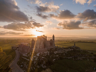 The famous Ireland castle "Rock of Cashel" on a sunset