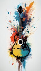 Guitar. Music graphite poster, background, wallpaper. Printable artwork. Generative AI