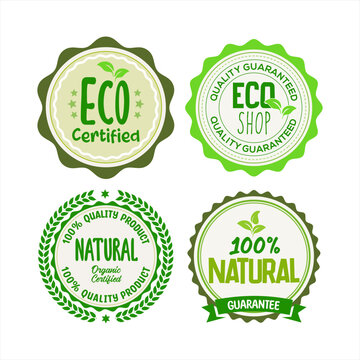 Collection of Ecology farm bio food vector green premium badges 