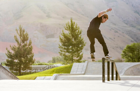 Skateboarding at Rosewood Skatepark in Salt Lake City