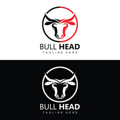 Bull Head Logo, Farm Animal Vector, Livestock Illustration, Company Brand Icon